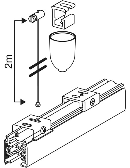 Wiva 41900128 Kit de suspensión para carril negro de 2m